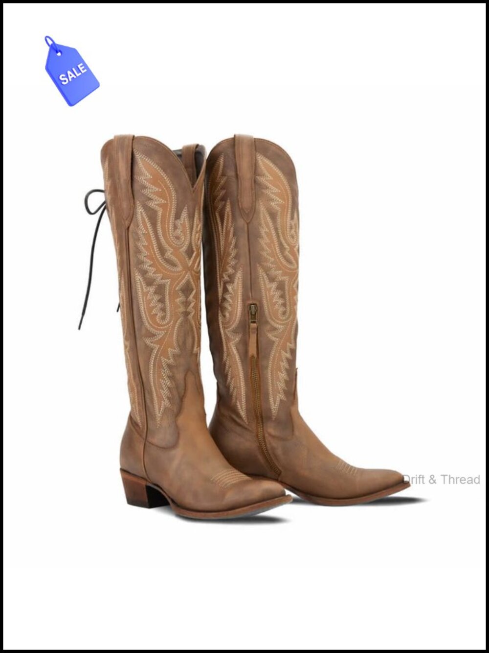 MissHeel Over the Knee Cowboy Boots for Women PU Leather Pointed Toe Thigh High